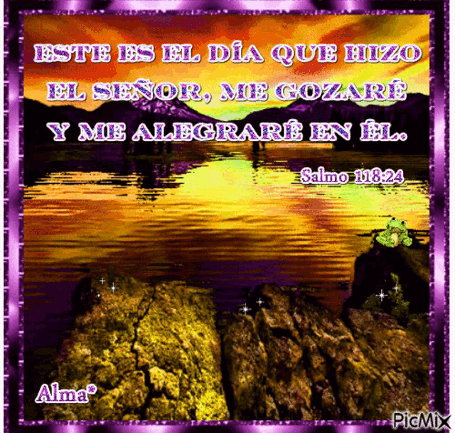 a picture of a sunset with a quote from salmo 118-24
