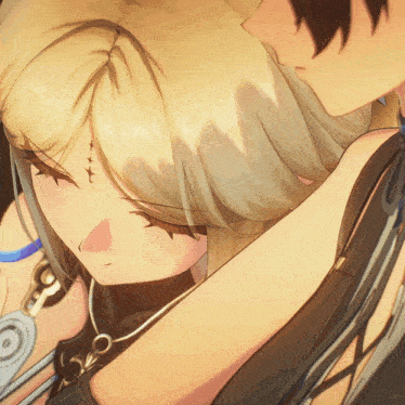 a drawing of a girl with a cross on her forehead being hugged by a man