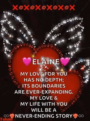 a picture of a heart with the name elaine written on it