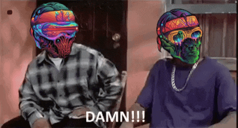 two men with colorful masks on their faces are sitting next to each other .