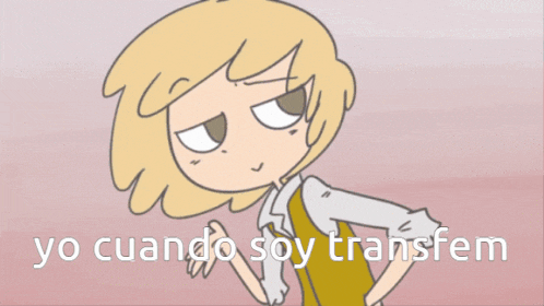 a cartoon of a girl with the words yo cuando soy transfem below her