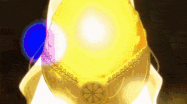 a close up of a necklace with a yellow light coming out of it