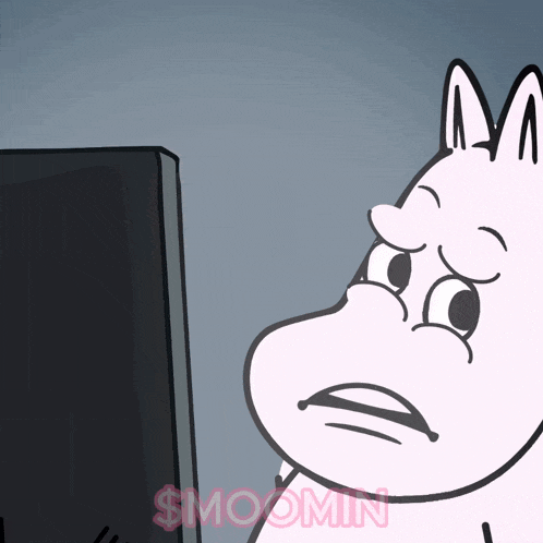 a cartoon character with the word smoomin written on the bottom