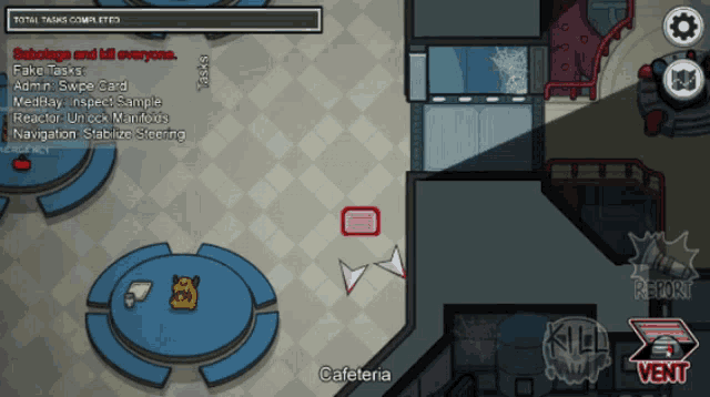 among us game that says cafeteria on the bottom left