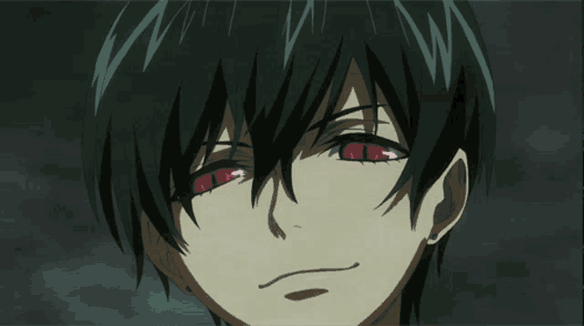 a close up of a person 's face with glowing red eyes