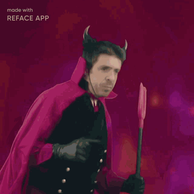 a man in a devil costume is holding a trident and says " happy halloween u handsome devil "