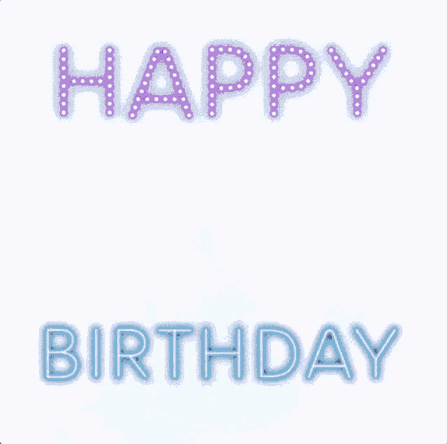 a bald eagle with glasses is standing in front of a blue background with the words `` happy birthday '' .