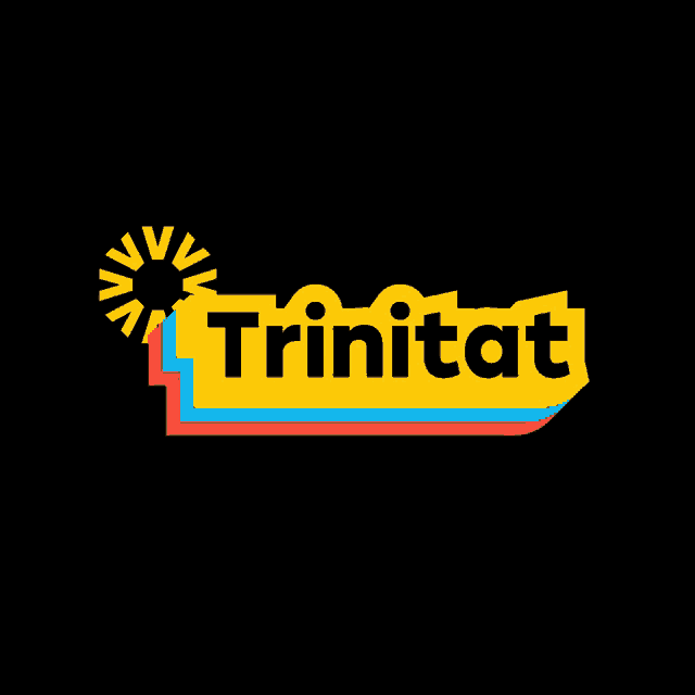 a colorful logo for trinitat with a sun on it