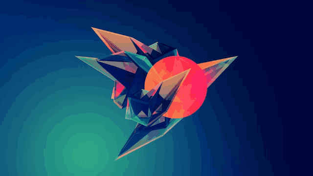 a colorful geometric shape with a red circle in the center