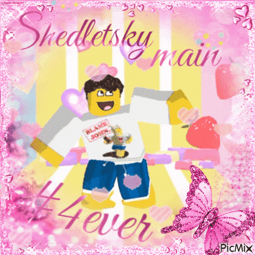 a picture of a cartoon character with the words " shelletsky main # 4 ever "