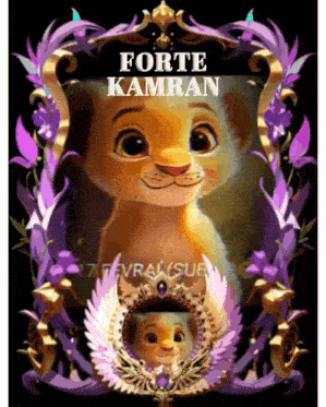 a picture of a lion with the name forte kamran written above it