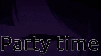 a pixel art of a girl 's eye with the words party time below it