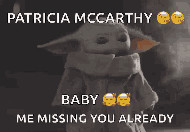 a picture of a baby with the words patricia mccarthy baby me missing you already