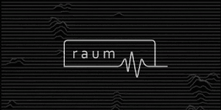 a logo for raum with a heartbeat line on a black background