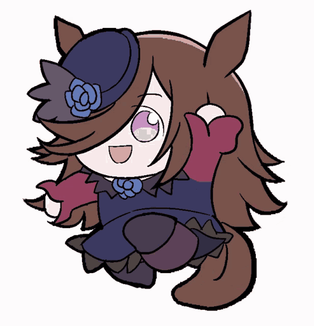 a cartoon drawing of a girl wearing a hat