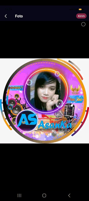 a picture of a girl in a circle with the words as azaki on it