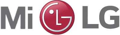 an lg logo with a red circle in the center