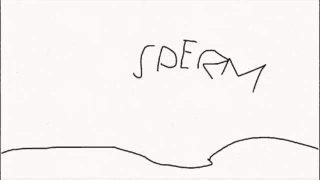a drawing of a worm with the word sperm written on it
