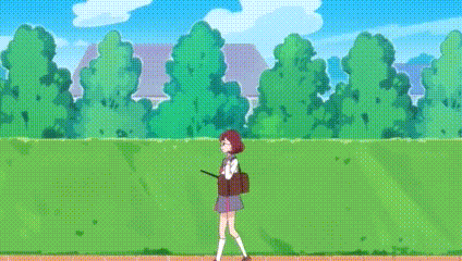 a girl in a school uniform is holding a badminton racket in the air .