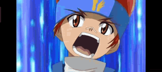 a young boy with red hair and a blue headband with the letter y on it