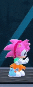amy rose from sonic the hedgehog is dancing in a video game