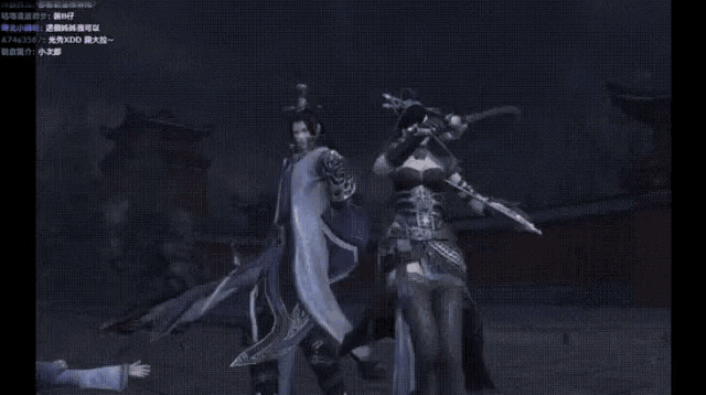 a man is fighting another man in a video game while a lightning bolt is visible in the background .