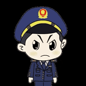 a cartoon of a police officer pointing his finger at the camera .
