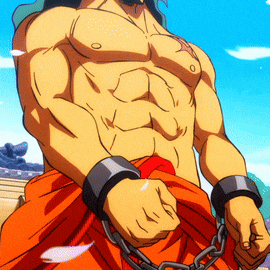 a cartoon character with chains around his arms