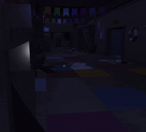 a dark room with a sign that says make a free account to change how you look on it