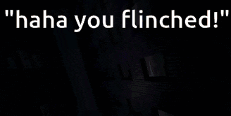 a computer screen with the words " haha you flinched "
