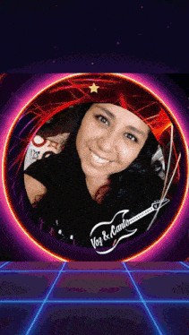 a picture of a woman with the words voz & canto written on it