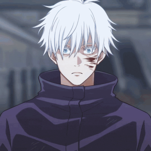 a close up of a person 's face with white hair