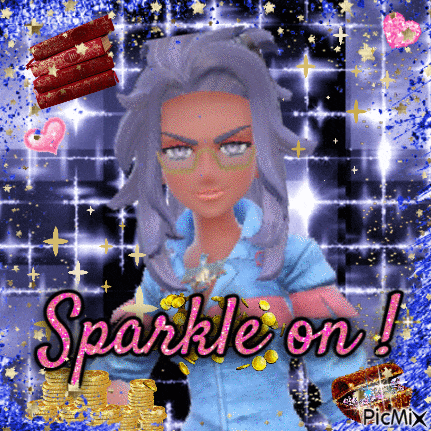 a picture of a doll with the words sparkle on