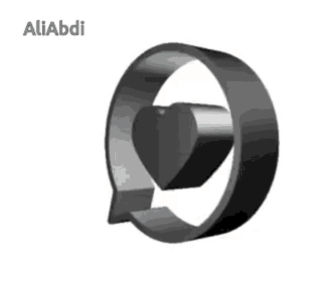 a black ring with a heart in the middle and the name aliabdi on the top