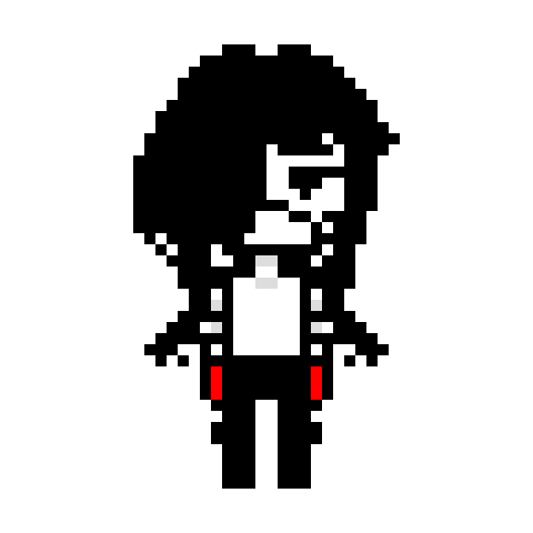 a pixel art drawing of a person with blood coming out of their eyes .