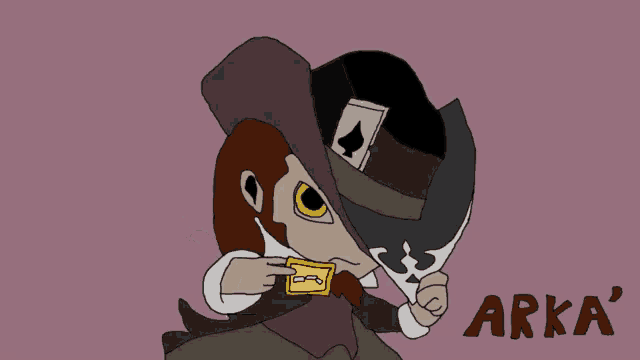a cartoon drawing of a man in a top hat with the word arka below him