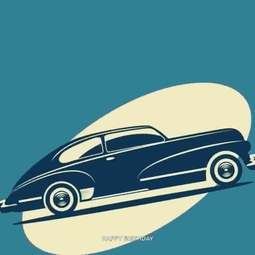 an illustration of an old car on a blue background