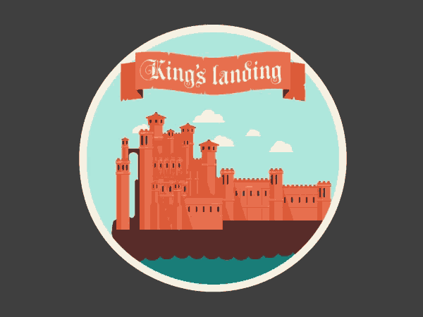 an illustration of king 's landing with a castle in the middle