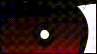 a close up of a person 's red eye