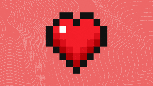 a pixel art of a red heart with a white circle in the middle
