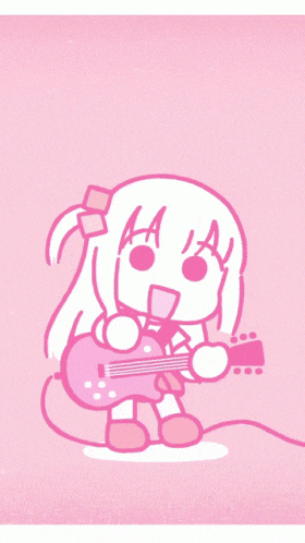 a drawing of a girl playing a guitar with the letter a on her face