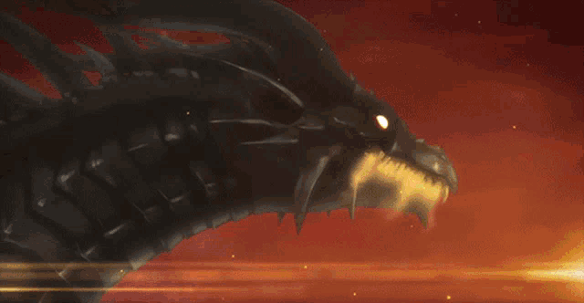 a close up of a dragon 's head on a red background