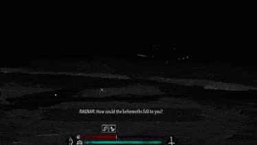 a person is holding a bloody sword in front of a monster in a video game .