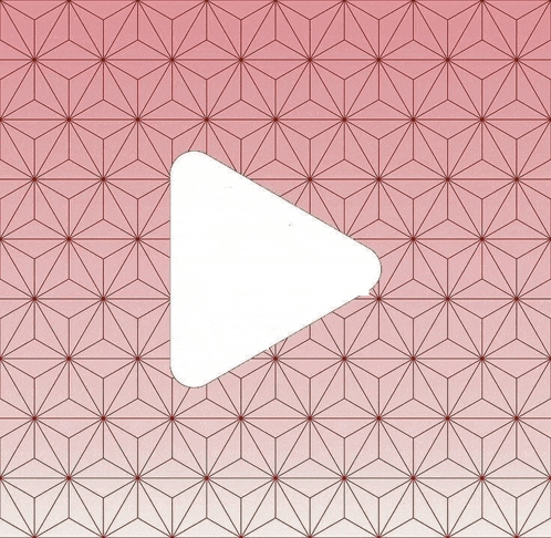 a white play button is on a pink background with a geometric pattern