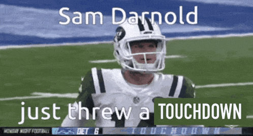 sam darnold just threw a touchdown while wearing a helmet