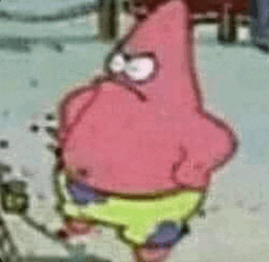 patrick star from spongebob squarepants is standing in the snow and making a funny face .