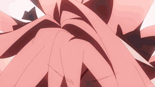 a close up of a person 's face with a red background and the word anime on the bottom