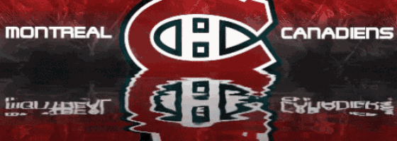 a logo for the montreal canadiens is shown on a red and black background