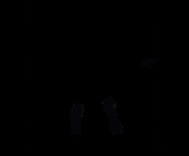a cartoon drawing of a man with suspenders and glasses