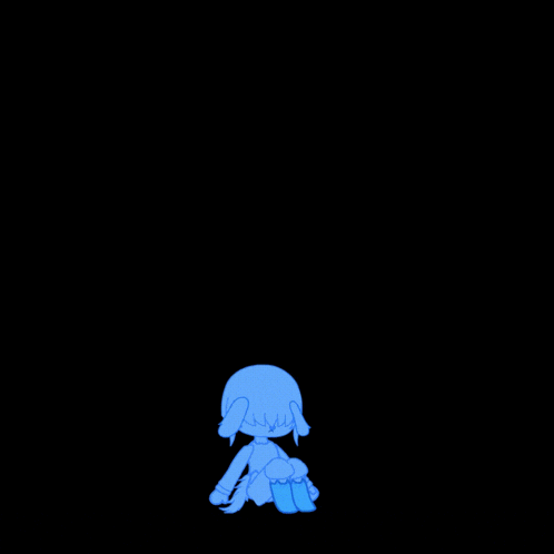 a drawing of a person with a dog 's tail on a black background